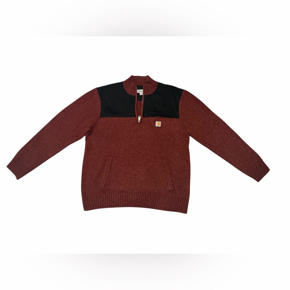Carhartt‎ Men’s Wool Blend Quarter Zip Sweater Dark Cedar Size XL